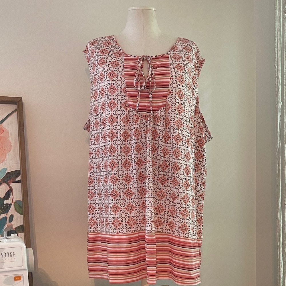 Como Blu Women's Boho Patterned Top | Size 3X